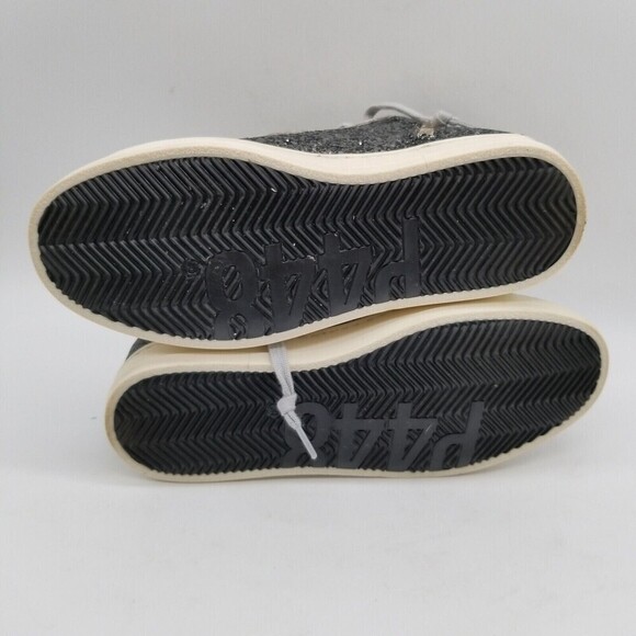 P448 Womens Gray Black Lace Up Skate Glitter  Mid Top  Sneaker Shoes Size 5 - Picture 5 of 6